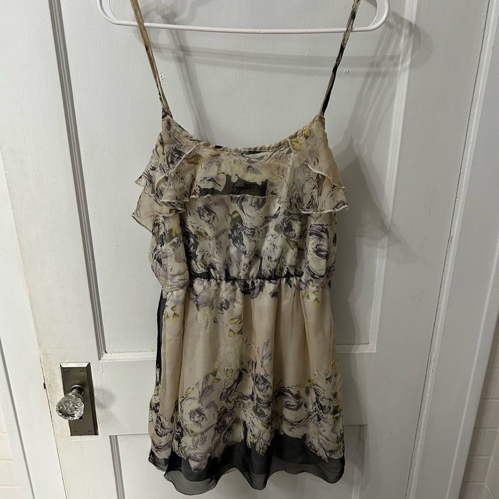 Vintage Floral Ruffle Spaghetti Strap Dress